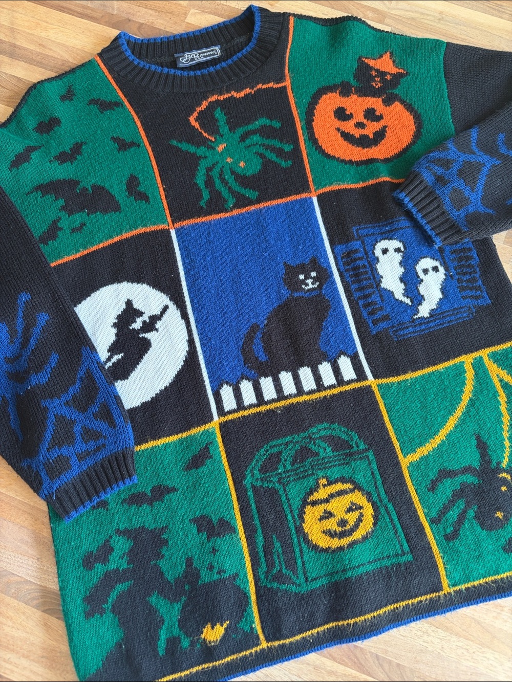 Vintage Halloween JJ Browne Patchwork Knit Sweater
